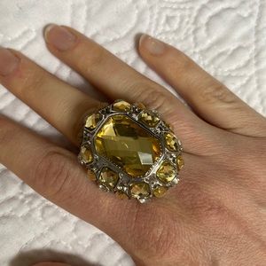 Silver and Yellow Statement Ring